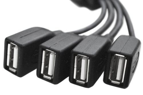 4 Port USB 2.0 Cable Hub - USB Port Close Up