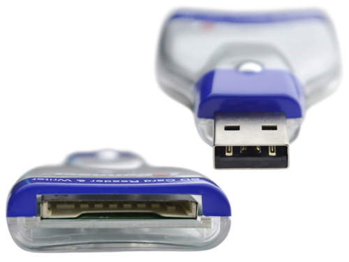 USB 2.0 Secure Digital (SD/SDHC) Card Reader / Writer - Front and Back