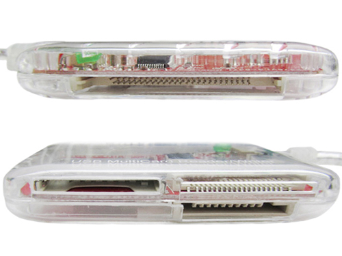 Clear Case USB 2.0 Multi Card Reader / Writer - Top and Bottom