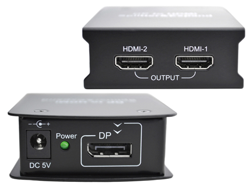 Display Port to HDMI Splitter One to Two HDMI Output - Top and Bottom