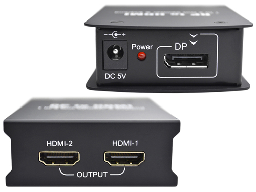 Display Port to HDMI Splitter / Expander One to Two HDMI Output - Top and Bottom